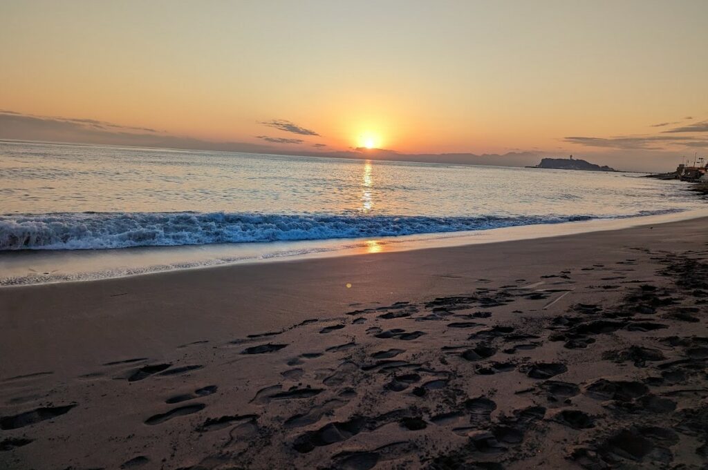 Sunset at black sand beach